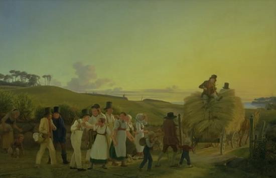 Vilhelm Hammershoi Bnder vender hjem fra marken med det sidste las korn Germany oil painting art